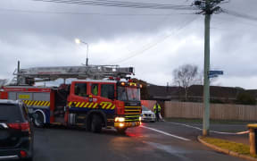 A fire truck at the scene of a fatal house fire in Vivian Street, Burwood, Christchurc on 15 July.