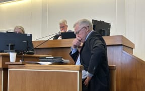 Frank Dooley begins giving evidence in the Westport District Court during the defamation case against Buller Mayor Jamie Cleine before Judge Kevin Kelly on 8 October 2024. Photo: Raquel Joseph/Westport News