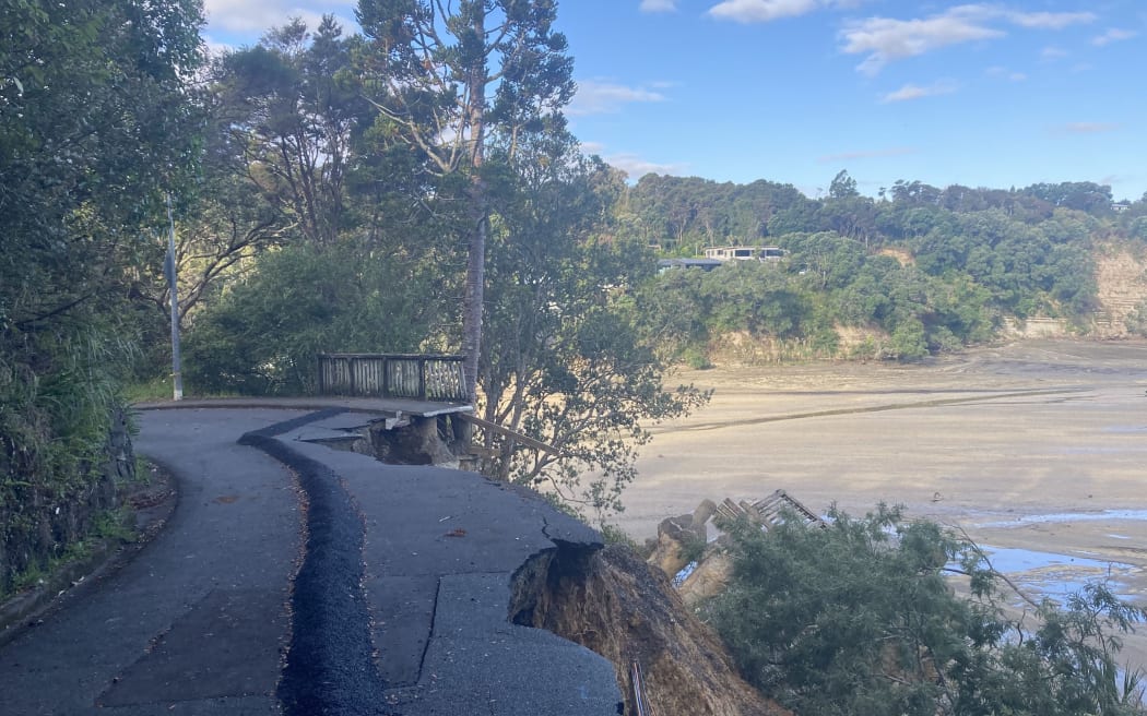 Paturoa Road in Titirangi - flood damage