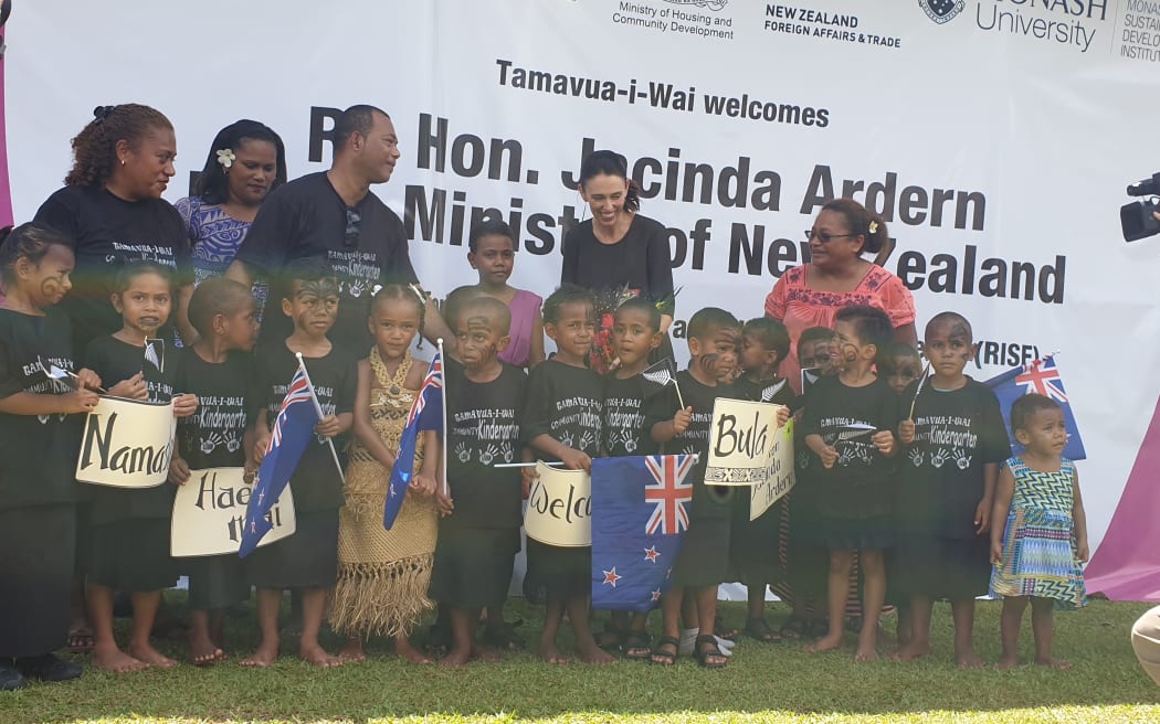 Prime Minister Jacinda Ardern at an event at the University of the South Pacific in Suva.