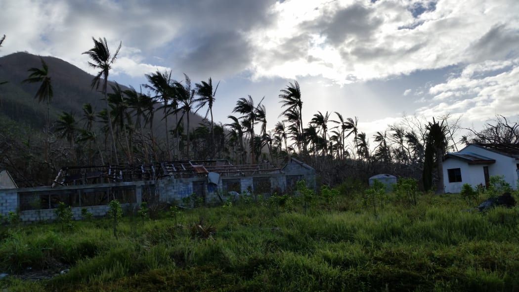 Some of the classrooms destroyed by Pam on Emae Island.