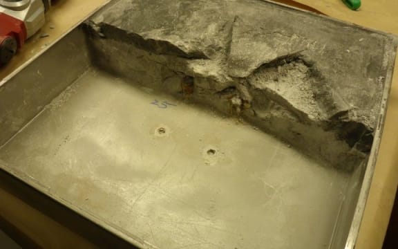 The methamphetamine was mixed with gypsum and disguised as concrete umbrella stands.