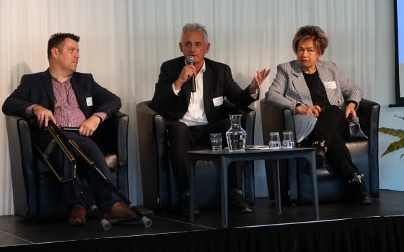 Panel speakers, from left, the report’s lead author Michael Bealing, McKay Ltd managing director Lindsay Faithfull, and Tupu Tono Ngāpuhi Investment Fund director Ripeka Evans.