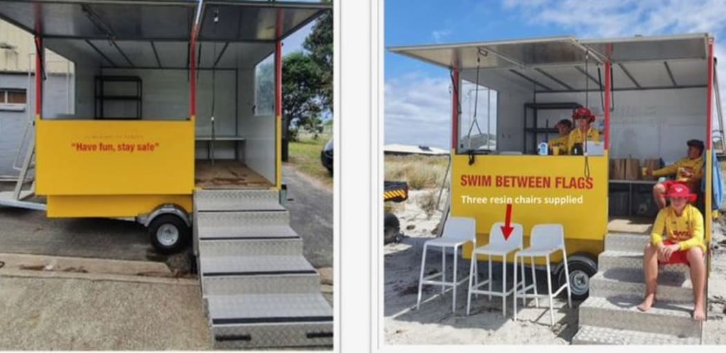 A surf lifesaving trailer like this will be set up at Ahuriri Beach in a couple of weeks.