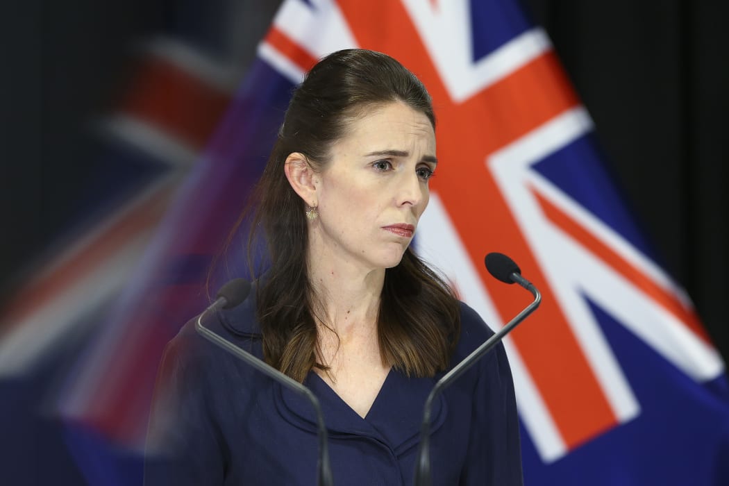 Prime Minister Jacinda Ardern looks on during a press conference at Parliament on 5 April 2020. New Zealand was placed in complete lockdown and a state of national emergency was declared on Thursday 26 March to stop the spread of COVID-19 across the country.
