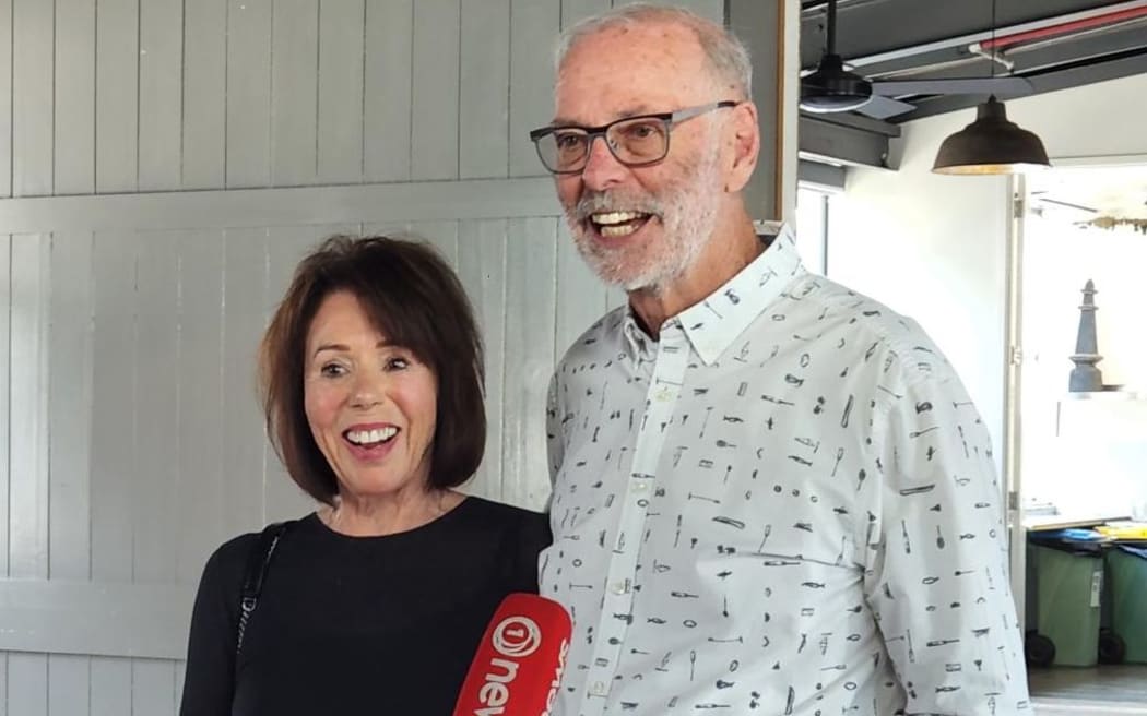 Wayne Brown with his wife Toni after claiming victory in the Auckland mayoralty race.