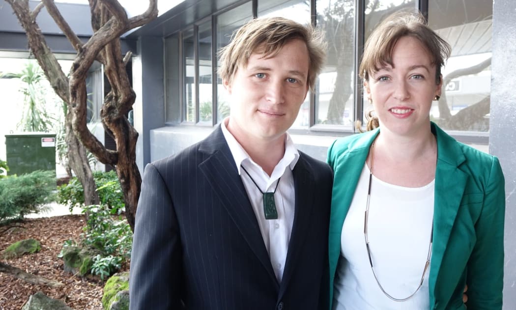 Michael Tavares outside court with partner, Eleanor Parkes. She was also at the protest, though not up the tree.