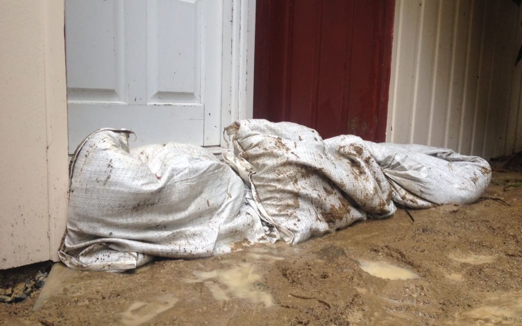 Sandbags were being used at houses in Kaiwharawhara (pictured) and Mornington in Wellington.