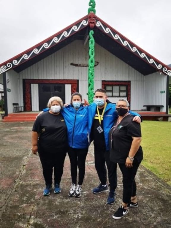 Vaccination teams from Hauora Hokianga outside Morehu Marae in Pawarenga.