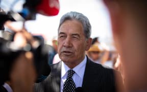 Ratana Fri 24th January 2020.  Political parties are welcomed on to the marae.  Winston Peters outside the Temple at Ratana, waiting to be welcomed on to the marae.