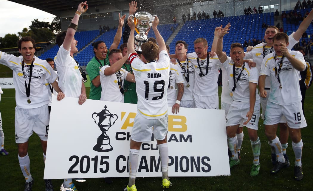Eastern Suburbs celebrate winning the 2015 Chatham Cup Final.