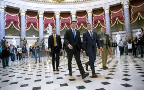 House Speaker Paul Ryan walks to the House chamber on Capitol Hill before voting on the GOPs healthcare bill.