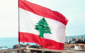Lebanese flag seen at the Byblos fortress in Byblos, Lebanon.