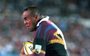 Jonah Lomu in action, Waikato Chiefs v Auckland Blues, Super 12 Rugby Union.