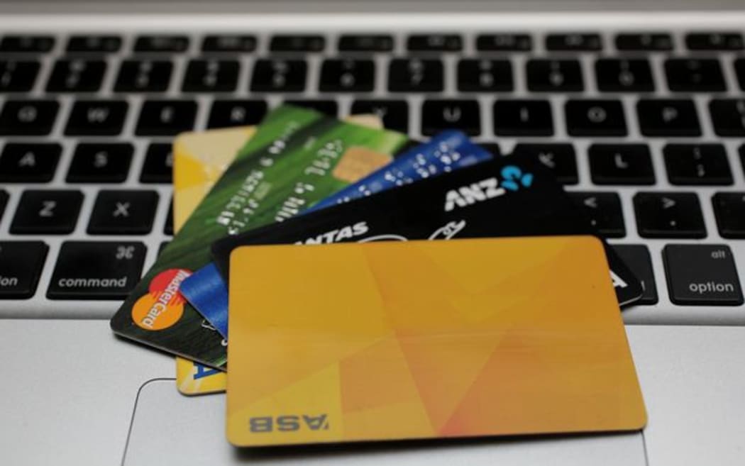 credit cards on a keyboard