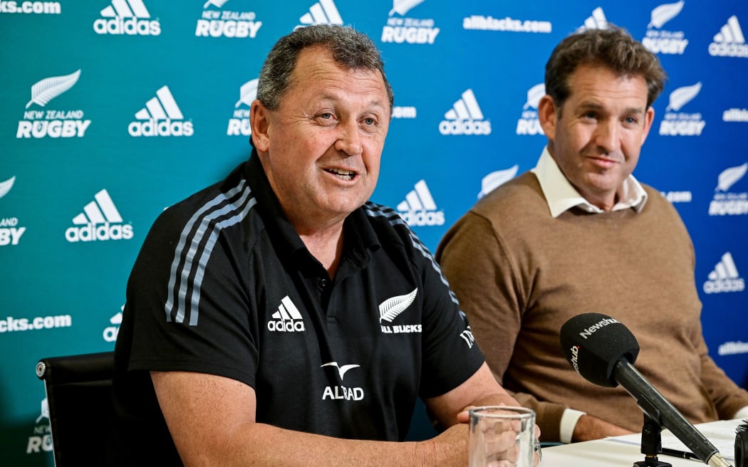 All Blacks head coach Ian Foster and NZ Rugby CEO Mark Robinson.
