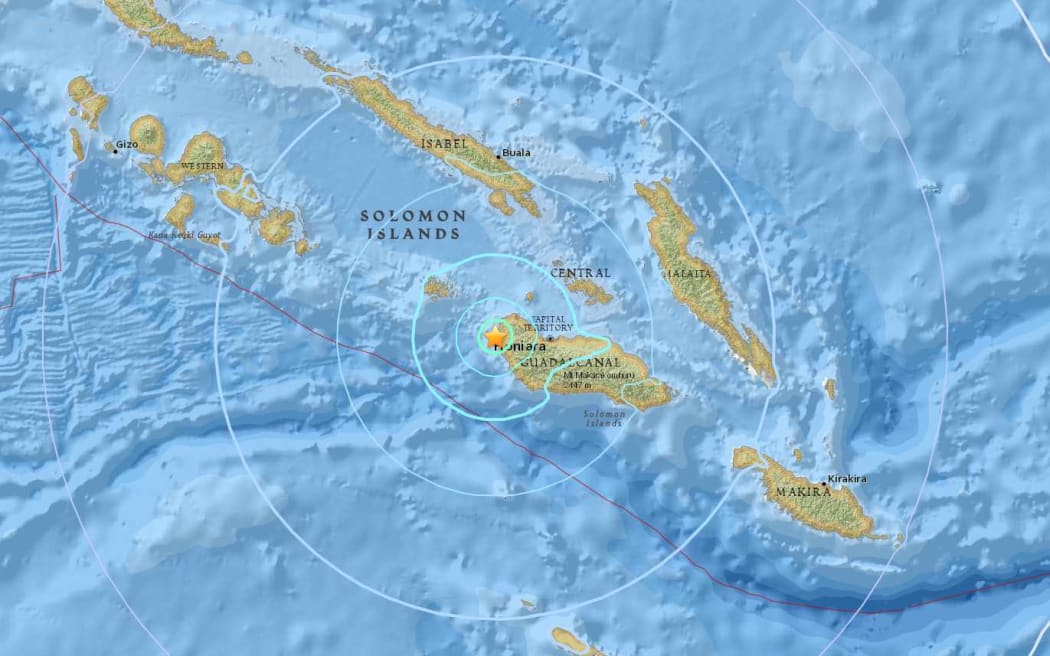 A magnitude 5.8 earthquake struck off the coast of Guadalcanal, 30 March 2018.