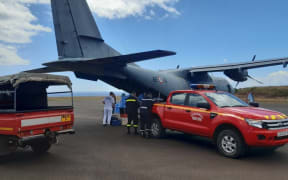 French military Casa plane in Nuku Hiva