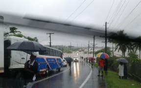 The main Queens Road in Fiji's west  flooded near Nadi on February 8 2017