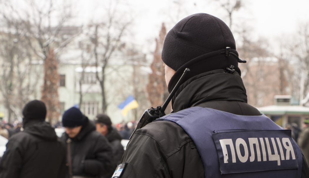Ukrainian police in armor.