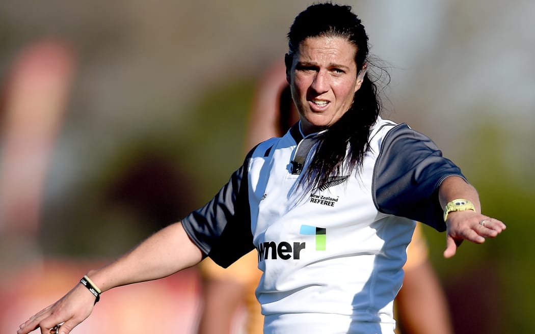 Referee Rebecca Mahoney in action during the Ranfurly Shield match between Otago and North Otago.