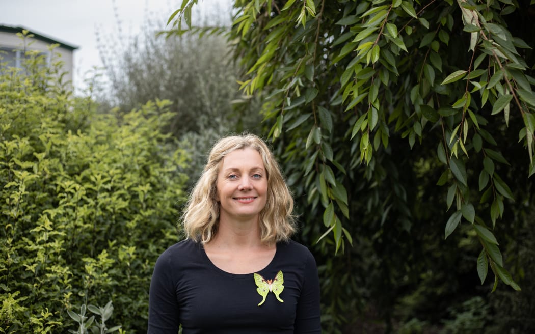 Bianca Woyak stands in the schools veggie patch.