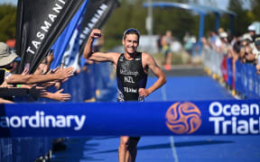 Dylan McCullough of New Zealand, 1st Male at the 2024 Oceania Triathlon Sprint Championships Devonport, Tasmania, Australia on Saturday 16 March 2024. Photo credit: Delly Carr / www.photosport.nz