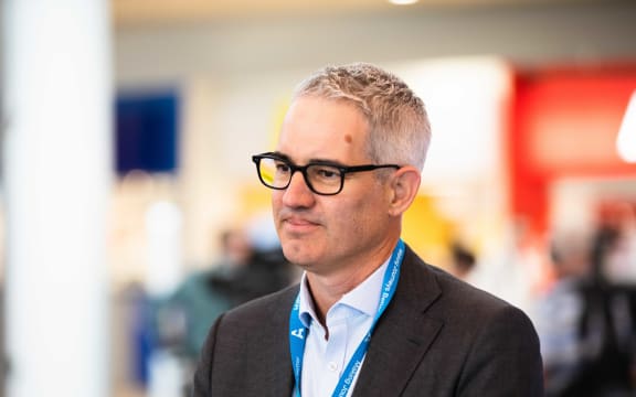 Auckland Airport chief executive Adrian Littlewood at the airport on the first day of the trans-Tasman bubble arrangement.
