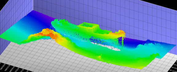 Sonar image of the wreck of the Koi on the seabed of the Marlborough Sounds