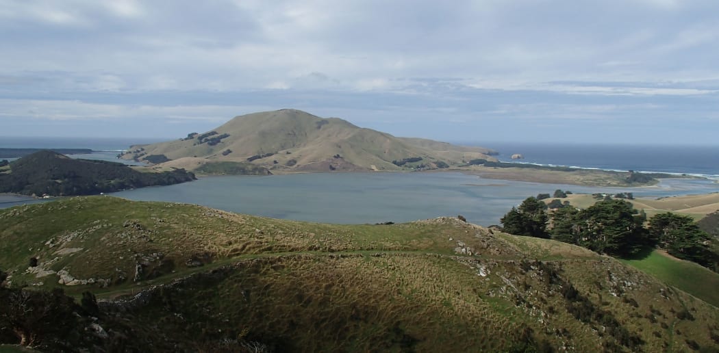 View across Hooper's Inlet towards Mount Charles, Otago Peninsula.
