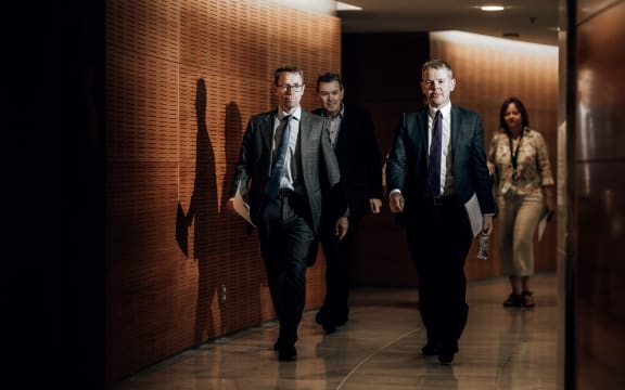 Director-General of Health Ashley Bloomfield and Covid-19 Response Minister Chris Hipkins (file photo, February 2021)