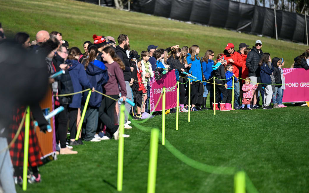 Fans watch the training. USWNT (United States Women’s National Team) football training and media session at Bay City Park, Auckland, New Zealand on Wednesday 12 July 2023 ahead of the 2023 FIFA Women’s World Cup.