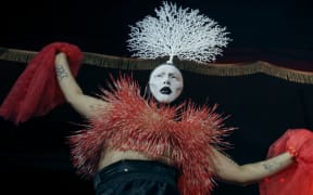 Misty Frequency (They/Them) performing at a drag show