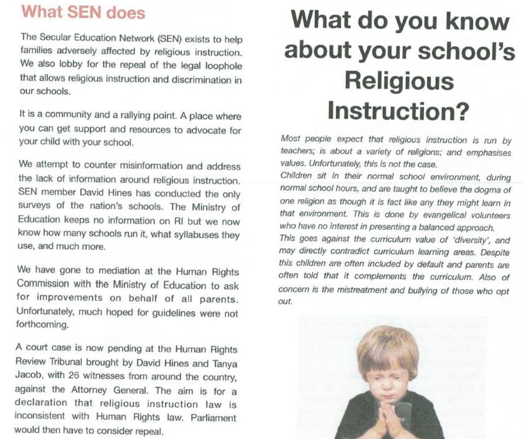 Part of a Secular Education Network leaflet.