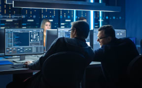 Team of IT Programers Working on Desktop Computers in Data Center Control Room. Team of Young Professionals Working In Software and Hardware Development, Doing Coding