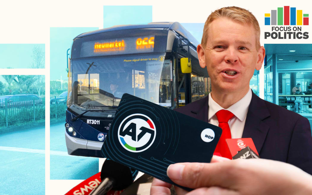 Focus on Politics: Composite of Chris Hipkins, bus and hop card.