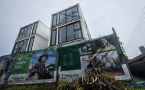 New three-level Kainga Ora container-style units at 15 Kingsway Ave, Sandringham. 27 May 2024. New Zealand Herald photograph by Jason Oxenham