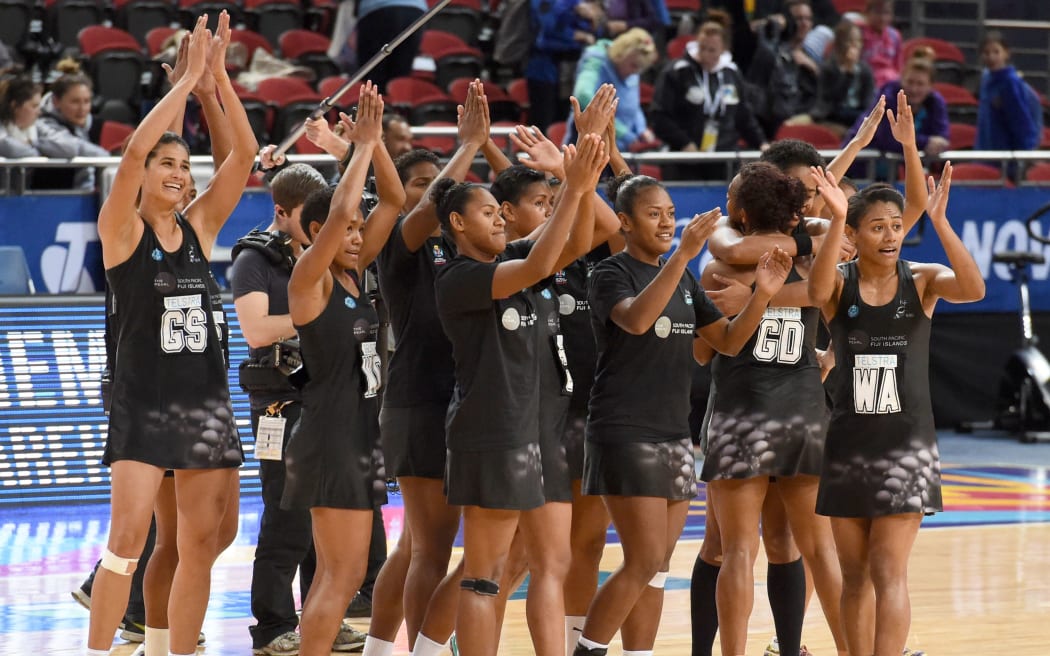 Fiji players thank fans at the Netball World Cup in Sydney.