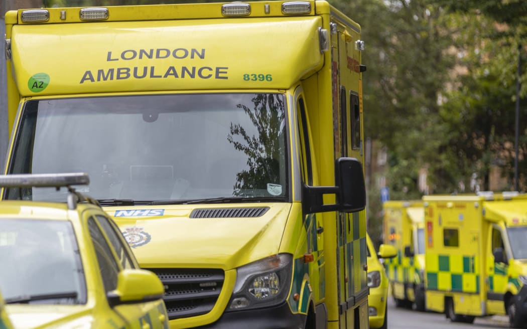 Ambulances outside the London Ambulance Service building, United Kingdom 27 July 2022.