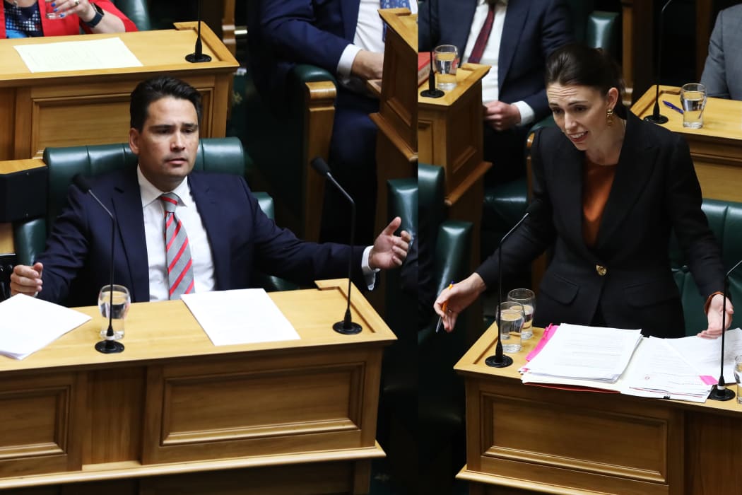 Leader of the Opposition Simon Bridges and Prime Minister Jacinda Ardern during Question Time.