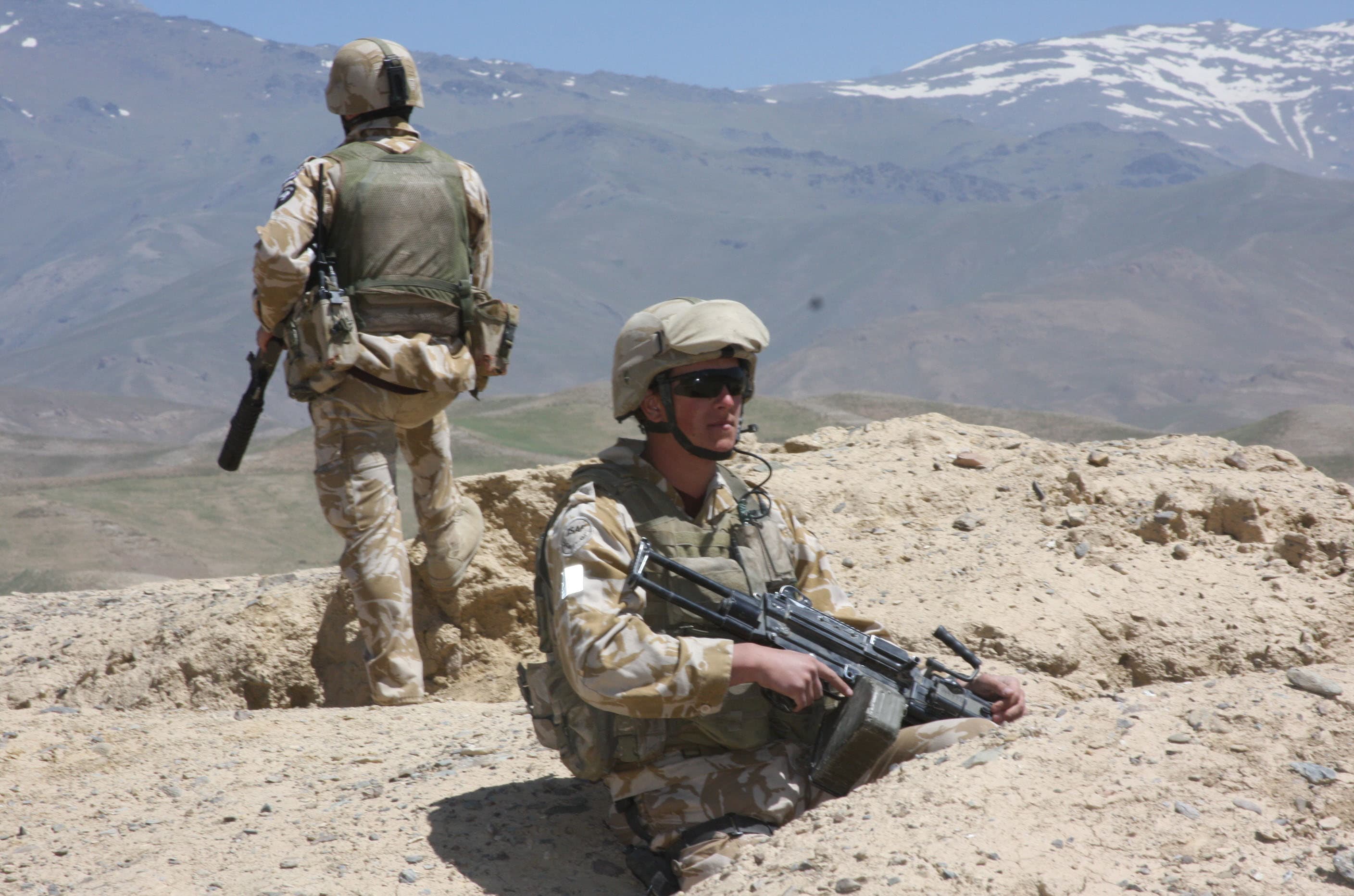 Two members of the New Zealand Provincial Reconstruction Team provide security in Shebar district, Bamiyan province, Afghanistan..