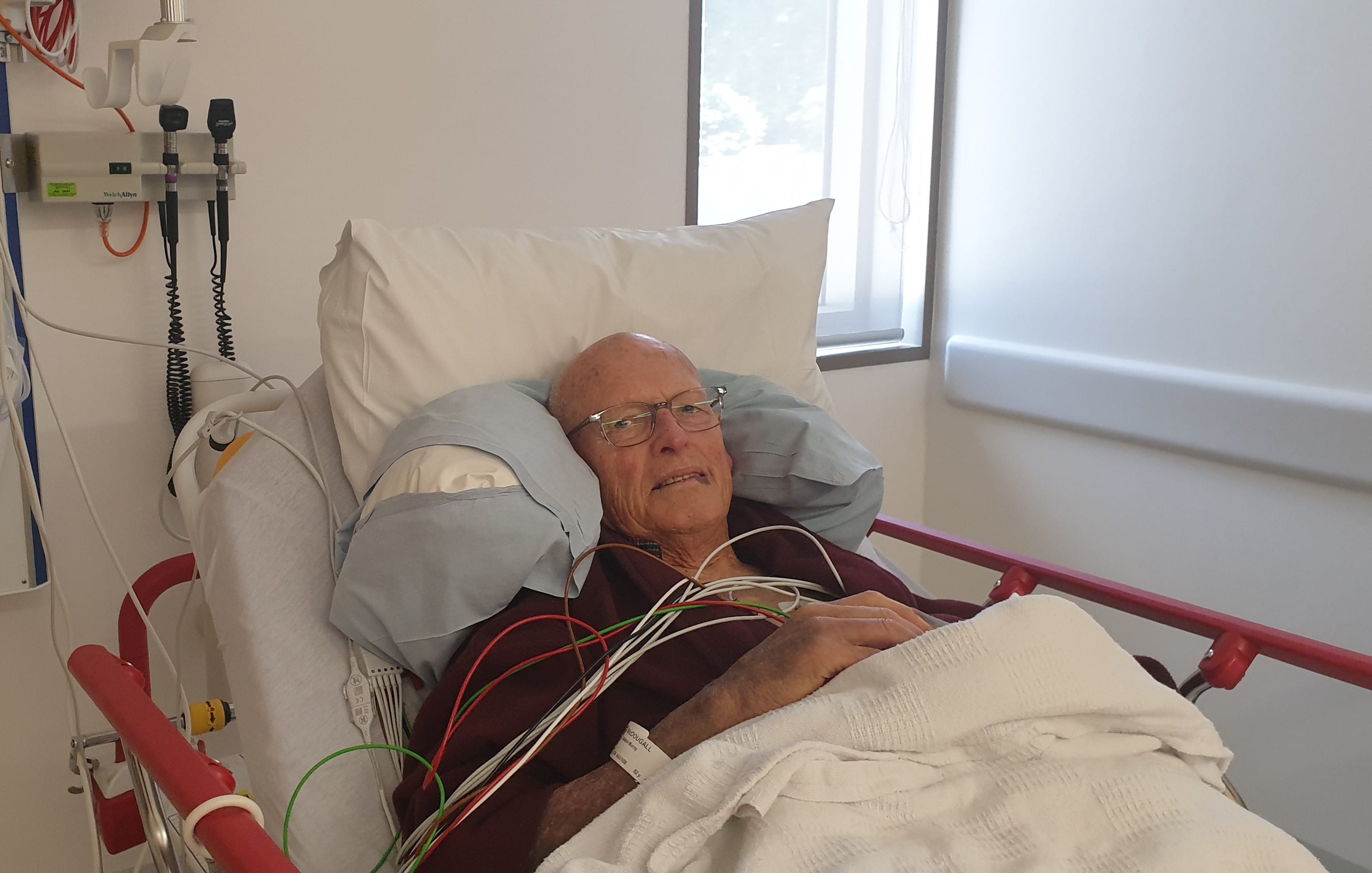 Alastair McDougall, who suffered a stroke, has been moved into a new room in Waipapa.