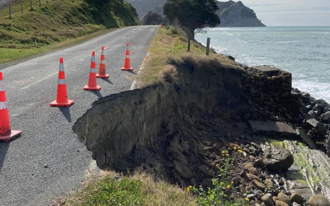 A road washout near Tokomaru Bay.