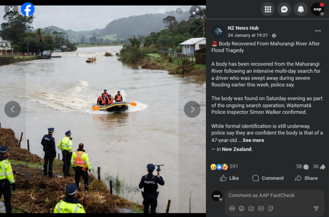 False images of a recent flooding disaster at the Mahurangi River.