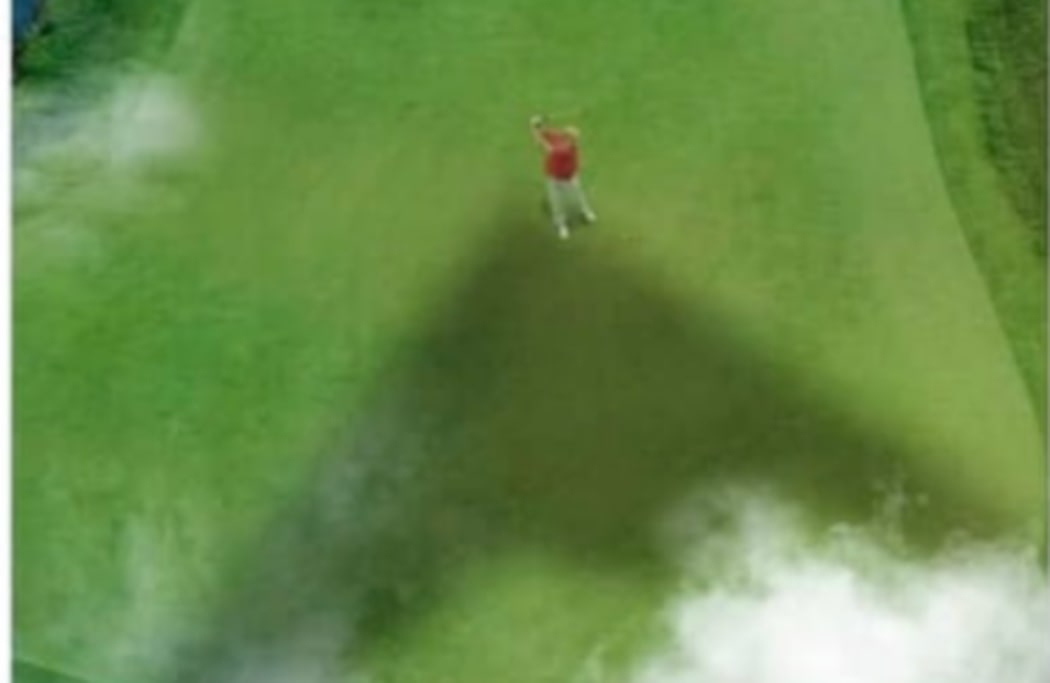 The picture from the Khamenei-linked Twitter account appears to depict Donald Trump golfing, under a sinister shadow.