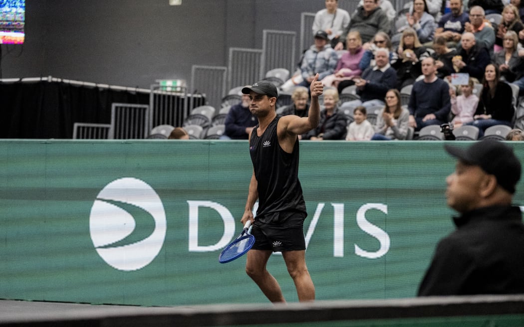 New Zealand No. 1 KP Pannu in Davis Cup World Group II in Palmerston North, 14th September 2024.