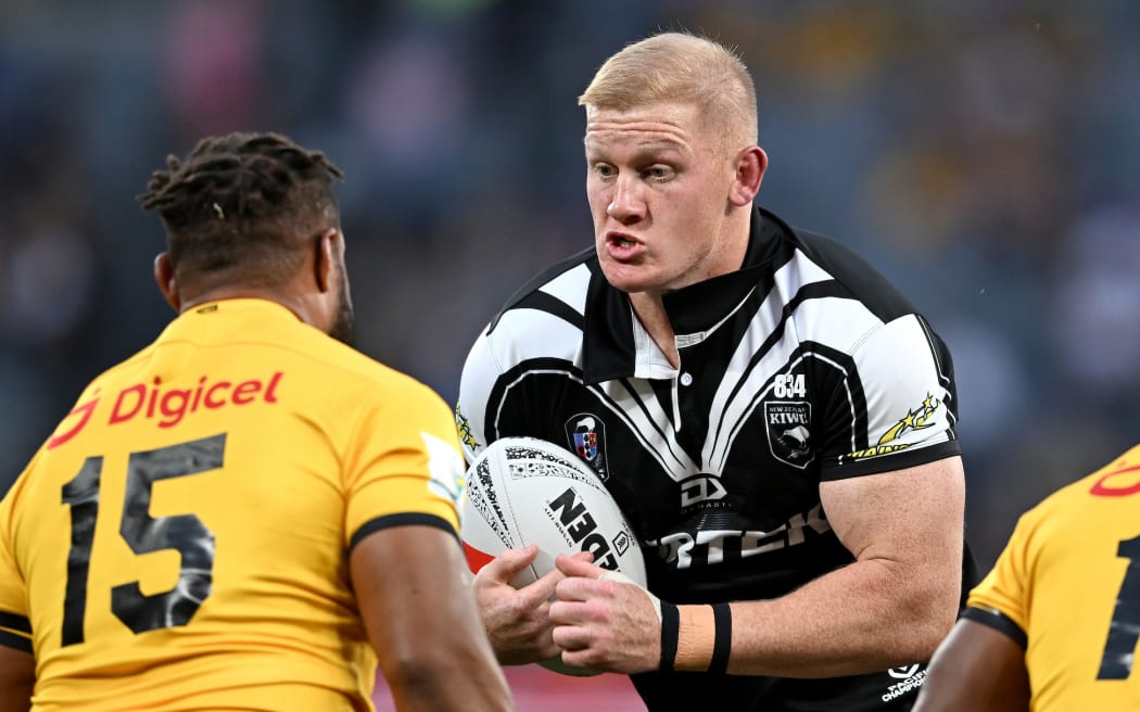 Griffin Neame during the Pacific Championships rugby league match between New Zealand Kiwis and Papua New Guinea.