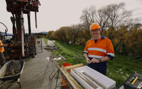 Marlborough District Council rivers and drainage engineering manager Andy White during geotechnical drilling at the Spring Creek stopbanks.