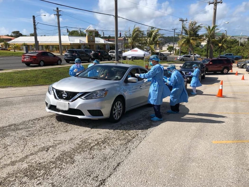 A Covid-19 testing point in Guam