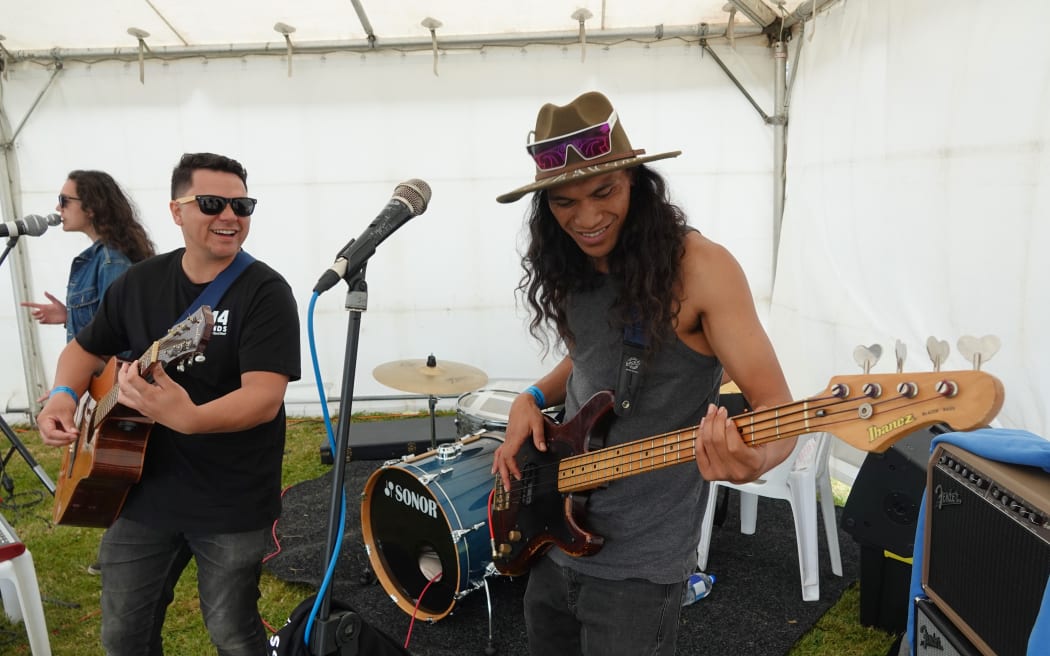 Bay of Islands band Kōhia, with Harry Muunu on bass, keep the crowd entertained, on 9 November, 2024.